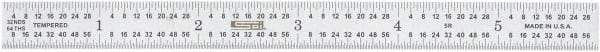 SPI - 6" Long, 1/100, 1/64, 1/32, 1/10" Graduation, Flexible Steel Rule - 5R Graduation Style, Satin Chrome Finish - USA Tool & Supply