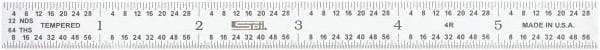 SPI - 6" Long, 1/64, 1/32, 1/16, 1/8" Graduation, Flexible Steel Rule - 4R Graduation Style, Satin Chrome Finish - USA Tool & Supply