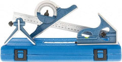 SPI - 4 Piece, 12" Combination Square Set - 1/32 & 1/64" (English/Metric) Graduation, Hardened Steel Blade, Hardened Steel Center, Protractor & Square Head - USA Tool & Supply