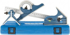 SPI - 4 Piece, 12" Combination Square Set - 1/32 & 1/64" (English/Metric) Graduation, Hardened Steel Blade, Cast Iron Center, Protractor & Square Head - USA Tool & Supply
