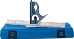 SPI - 2 Piece, 12" Combination Square Set - 1/16, 1/32, 1/64 & 1/8" (4R) Graduation, Hardened Steel Blade, Cast Iron Square Head - USA Tool & Supply