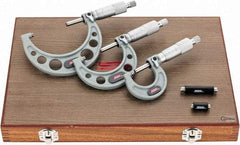 SPI - 0 to 3" Range, 3 Piece Mechanical Outside Micrometer Set - 0.0001" Graduation, 0.0001, 0.0002" Accuracy, Ratchet Stop Thimble - USA Tool & Supply