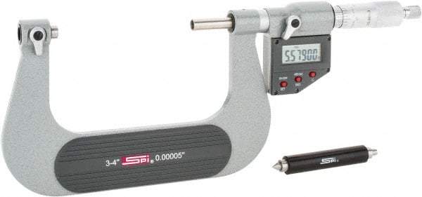 SPI - 75 to 100mm Range, Electronic Screw Thread Micrometer - Ratchet Stop Thimble, 0.00005" Graduation, 0.0002" Accuracy - USA Tool & Supply