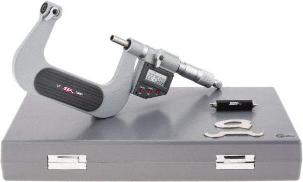 SPI - 50 to 75mm Range, Electronic Screw Thread Micrometer - Ratchet Stop Thimble, 0.00005" Graduation, 0.0002" Accuracy - USA Tool & Supply
