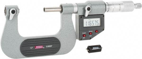 SPI - 25 to 50mm Range, Electronic Screw Thread Micrometer - Ratchet Stop Thimble, 0.00005" Graduation, 0.0002" Accuracy - USA Tool & Supply