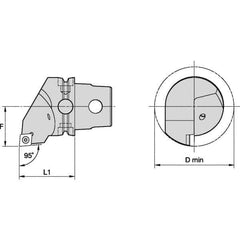 Kennametal - Right Hand Cut, Size KM50, CC.. Insert Compatiblity, Internal or External Modular Turning & Profiling Cutting Unit Head - 35mm Ctr to Cutting Edge, 50mm Head Length, Through Coolant, Series S-Clamping - USA Tool & Supply