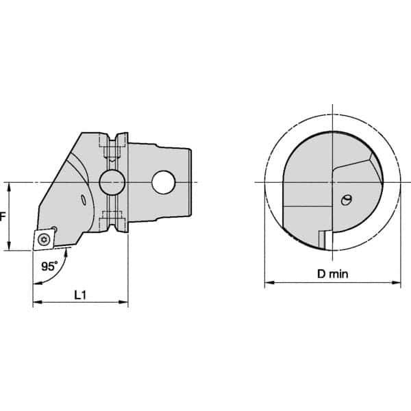 Kennametal - Insert Style CC.., 40mm Head Length, Left Hand Cut, Internal Modular Threading Cutting Unit Head - System Size KM40TS, 27mm Center to Cutting Edge, Series S-Clamping - USA Tool & Supply