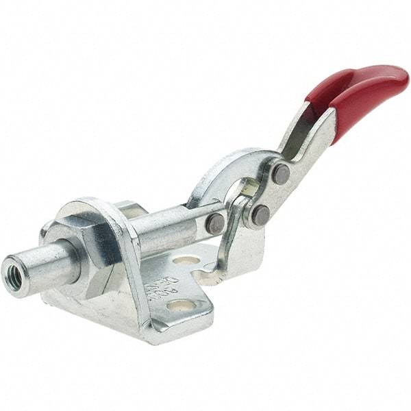De-Sta-Co - 150.62 Lb Load Capacity, Flanged Base, Carbon Steel, Standard Straight Line Action Clamp - 5 Mounting Holes, 0.19" Mounting Hole Diam, 0.28" Plunger Diam, Thumb Handle - USA Tool & Supply