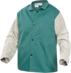 PRO-SAFE - Size 2XL Flame Resistant/Retardant Jacket - Green, Gray, Cotton, Snaps Closure, 50 to 52" Chest - USA Tool & Supply