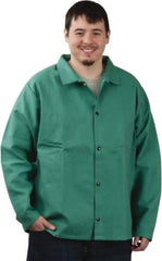 PRO-SAFE - Size L Flame Resistant/Retardant Jacket - Green, Cotton, Snaps Closure, 42 to 44" Chest - USA Tool & Supply