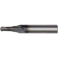 Kennametal - 1/2" Diam, 5/8" LOC, 2 Flute Solid Carbide Ball End Mill - AlTiN Finish, Single End, 2-5/32" OAL, 1/2" Shank Diam, Spiral Flute - USA Tool & Supply