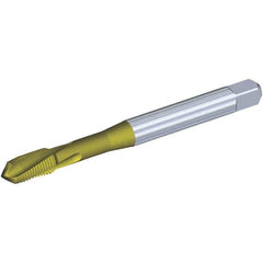 Kennametal - 1/4-28 UNF 3 Flute 3BX Plug Spiral Flute Tap - Powdered Metal, TiCN/TiN Finish, 80mm OAL, Left Hand Flute, Right Hand Thread, Series T620 - Exact Industrial Supply