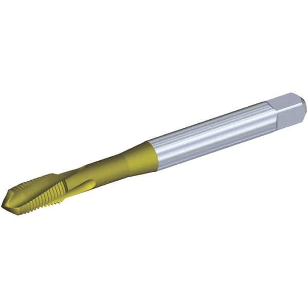 Kennametal - 3/8-24 UNF 3 Flute 3BX Plug Spiral Flute Tap - Powdered Metal, TiCN/TiN Finish, 100mm OAL, Left Hand Flute, Right Hand Thread, Series T620 - Exact Industrial Supply