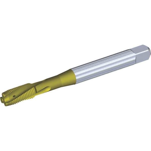 Kennametal - 1/2-13 UNC 3 Flute 3BX Plug Spiral Flute Tap - Powdered Metal, TiCN/TiN Finish, 110mm OAL, Left Hand Flute, Right Hand Thread, Series T621 - USA Tool & Supply