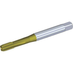 Kennametal - 5/16-18 UNC 3BX 4 Flute TiCN/TiN Finish Powdered Metal Straight Flute Machine Tap - Modified Bottoming, Right Hand Thread, 90mm OAL, 13mm Thread Length, Oversize, Through Coolant - Exact Industrial Supply