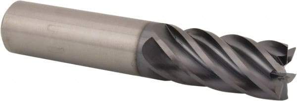 Kennametal - 3/4", 1-1/2" LOC, 3/4" Shank Diam, 4" OAL, 6 Flute, Solid Carbide Square End Mill - Single End, AlTiN Finish, Spiral Flute, 38° Helix, Centercutting, Right Hand Cut, Right Hand Flute, Series UJDE - USA Tool & Supply