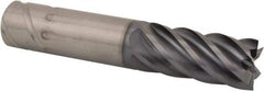 Kennametal - 3/4", 1-1/2" LOC, 3/4" Shank Diam, 4" OAL, 6 Flute, Solid Carbide Square End Mill - Single End, AlTiN Finish, Spiral Flute, 38° Helix, Centercutting, Right Hand Cut, Right Hand Flute, Series UJDE - USA Tool & Supply