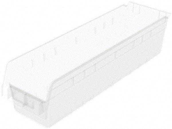 Akro-Mils - 23-5/8" Deep, Clear Polymer Hopper Shelf Bin - 6" High x 6-5/8" Wide x 23-5/8" Long - USA Tool & Supply