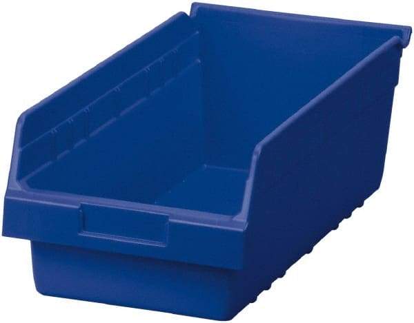 Akro-Mils - 17-7/8" Deep, Blue Polymer Hopper Shelf Bin - 6" High x 8-3/8" Wide x 17-7/8" Long - USA Tool & Supply