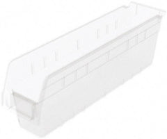 Akro-Mils - 17-7/8" Deep, Clear Polymer Hopper Shelf Bin - 6" High x 4-1/8" Wide x 17-7/8" Long - USA Tool & Supply