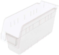 Akro-Mils - 11-5/8" Deep, Clear Polymer Hopper Shelf Bin - 6" High x 4-1/8" Wide x 11-5/8" Long - USA Tool & Supply