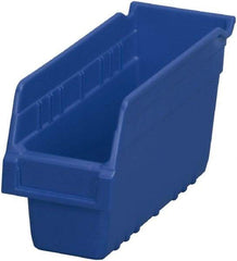 Akro-Mils - 11-5/8" Deep, Blue Polymer Hopper Shelf Bin - 6" High x 4-1/8" Wide x 11-5/8" Long - USA Tool & Supply