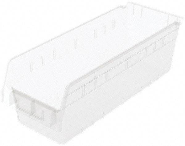 Akro-Mils - 17-7/8" Deep, Clear Polymer Hopper Shelf Bin - 6" High x 6-5/8" Wide x 17-7/8" Long - USA Tool & Supply