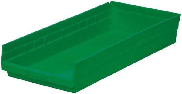 Akro-Mils - 513 Lb. Load Capacity, 23-5/8" Deep, Green Hopper Shelf Bin - 4" High x 11-1/8" Wide x 23-5/8" Long - USA Tool & Supply