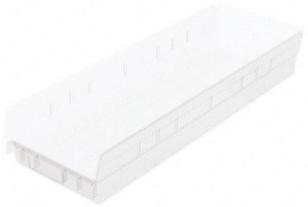 Akro-Mils - 321 Lb. Load Capacity, 23-5/8" Deep, Clear Hopper Shelf Bin - 4" High x 6-5/8" Wide x 23-5/8" Long - USA Tool & Supply