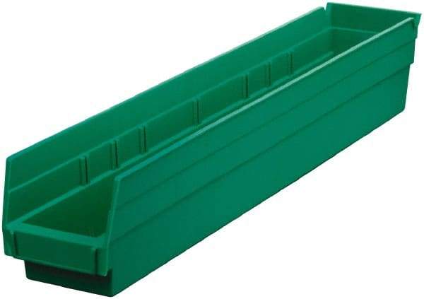 Akro-Mils - 199 Lb. Load Capacity, 23-5/8" Deep, Green Hopper Shelf Bin - 4" High x 4-1/8" Wide x 23-5/8" Long - USA Tool & Supply
