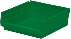Akro-Mils - 197 Lb. Load Capacity, 11-5/8" Deep, Green Hopper Shelf Bin - 4" High x 11-1/8" Wide x 11-5/8" Long - USA Tool & Supply