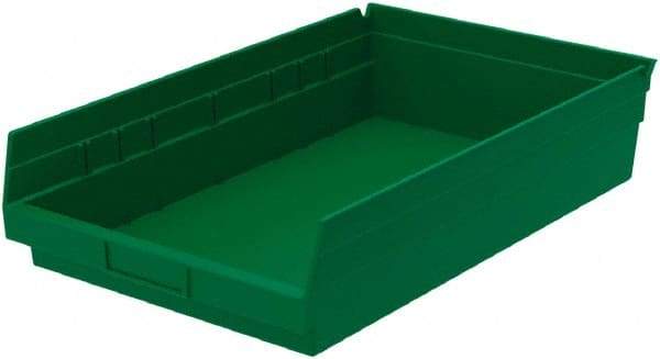 Akro-Mils - 292 Lb. Load Capacity, 17-7/8" Deep, Green Hopper Shelf Bin - 4" High x 11-1/8" Wide x 17-7/8" Long - USA Tool & Supply