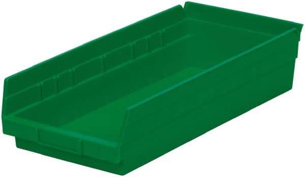 Akro-Mils - 214 Lb. Load Capacity, 17-7/8" Deep, Green Hopper Shelf Bin - 4" High x 8-3/8" Wide x 17-7/8" Long - USA Tool & Supply