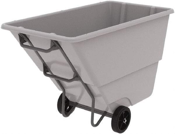 Akro-Mils - 1,000 Lb Load Capacity, 1 Cu Yd, Plastic Tilt Truck - 33" Wide x 66" Long x 42" High, Gray - USA Tool & Supply