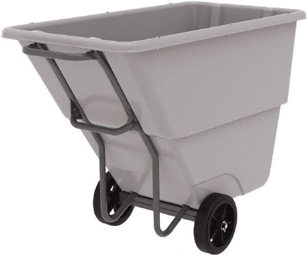 Akro-Mils - 1,000 Lb Load Capacity, 1/2 Cu Yd, Plastic Tilt Truck - 27" Wide x 54" Long x 36" High, Gray - USA Tool & Supply