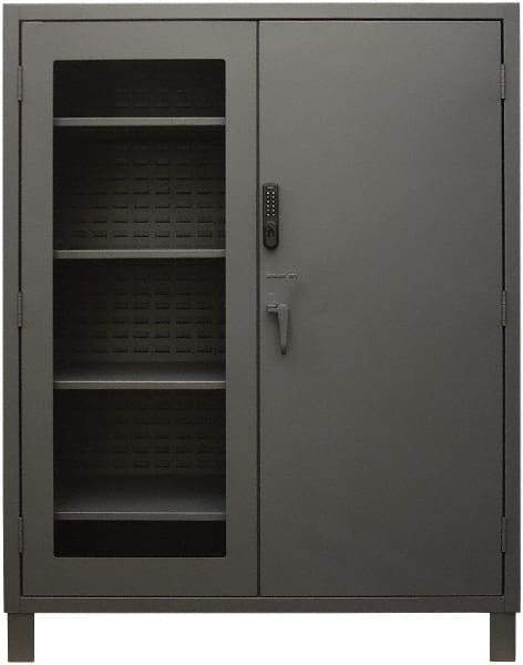 Durham - 4 Shelf Locking Storage Cabinet - Steel, 60" Wide x 24" Deep x 78" High, Gray - USA Tool & Supply