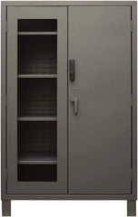 Durham - 4 Shelf Locking Storage Cabinet - Steel, 48" Wide x 24" Deep x 78" High, Gray - USA Tool & Supply