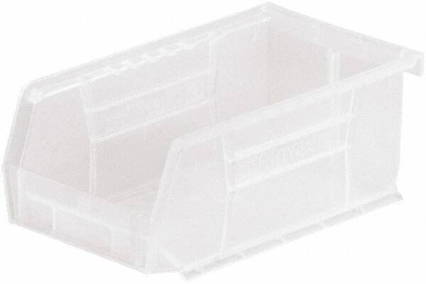 Akro-Mils - 10 Lb. Load Capacity, 7-3/8" Deep, Clear Polymer Hopper Stacking Bin - 3" High x 4-1/8" Wide x 7-3/8" Long - USA Tool & Supply