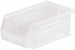 Akro-Mils - 10 Lb. Load Capacity, 7-3/8" Deep, Clear Polymer Hopper Stacking Bin - 3" High x 4-1/8" Wide x 7-3/8" Long - USA Tool & Supply