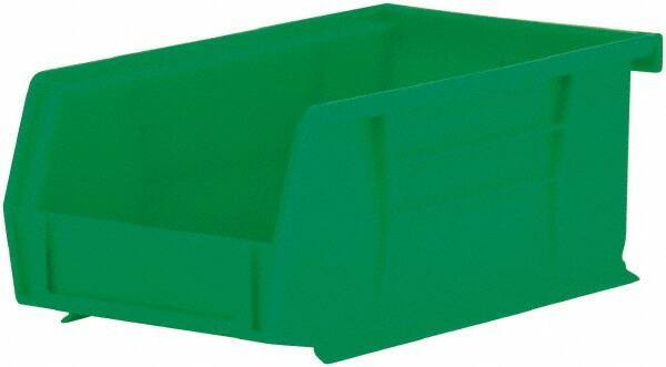 Akro-Mils - 10 Lb. Load Capacity, 7-3/8" Deep, Green Polymer Hopper Stacking Bin - 3" High x 4-1/8" Wide x 7-3/8" Long - USA Tool & Supply