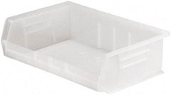 Akro-Mils - 60 Lb. Load Capacity, 10-7/8" Deep, Clear Polymer Hopper Stacking Bin - 5" High x 16-1/2" Wide x 10-7/8" Long - USA Tool & Supply