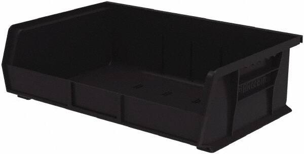 Akro-Mils - 60 Lb. Load Capacity, 10-7/8" Deep, Black Polymer Hopper Stacking Bin - 5" High x 16-1/2" Wide x 10-7/8" Long - USA Tool & Supply