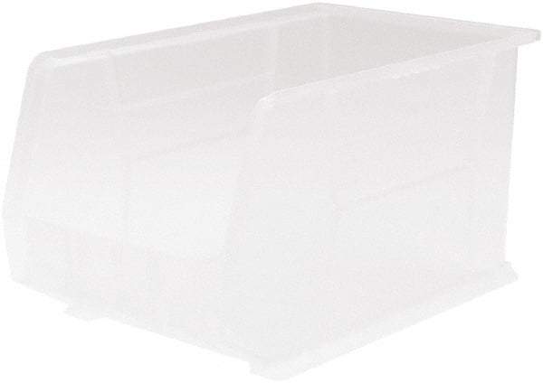 Akro-Mils - 60 Lb. Load Capacity, 18" Deep, Clear Polymer Hopper Stacking Bin - 10" High x 11" Wide x 18" Long - USA Tool & Supply