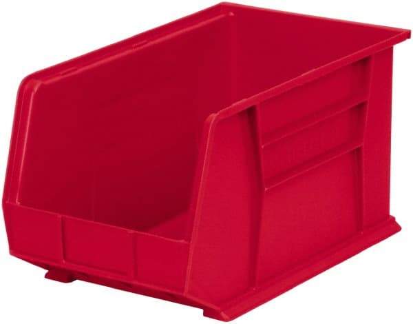 Akro-Mils - 60 Lb. Load Capacity, 18" Deep, Red Polymer Hopper Stacking Bin - 10" High x 11" Wide x 18" Long - USA Tool & Supply
