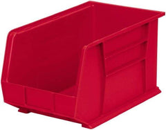 Akro-Mils - 60 Lb. Load Capacity, 18" Deep, Red Polymer Hopper Stacking Bin - 10" High x 11" Wide x 18" Long - USA Tool & Supply