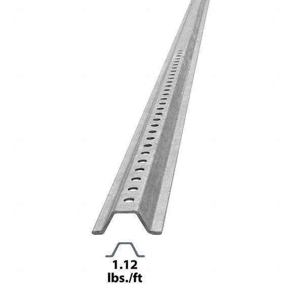 Nucor - 8' High, Galvanized Traffic Sign Post - Steel, 3/8" Hole Diam, Silver - USA Tool & Supply