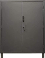 Durham - 4 Shelf Locking Storage Cabinet - Steel, 60" Wide x 24" Deep x 78" High, Gray - USA Tool & Supply