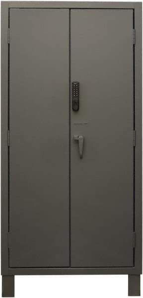 Durham - 4 Shelf Locking Storage Cabinet - Steel, 36" Wide x 24" Deep x 78" High, Gray - USA Tool & Supply