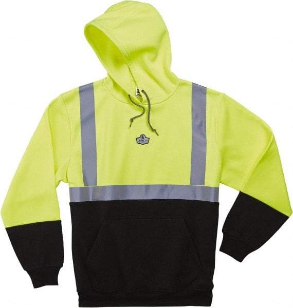 Ergodyne - Size 4XL Cold Weather & High Visibility Sweatshirt - Lime, Polyester, Pullover Closure - USA Tool & Supply
