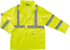 Ergodyne - Size 4XL Cold Weather & High Visibility Jacket - Lime, Polyester, Zipper, Snaps Closure - USA Tool & Supply